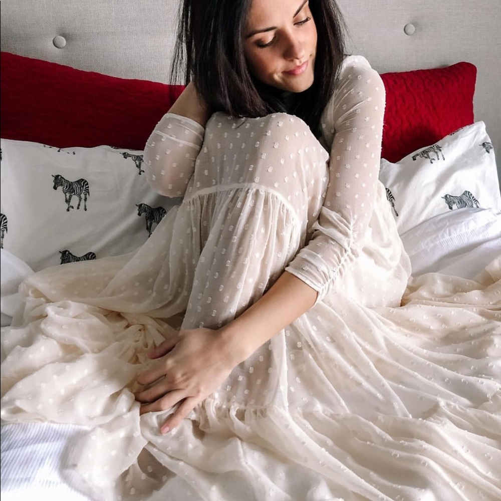 Zara White Swiss Dot Maxi Dress - Picture 7 of 15